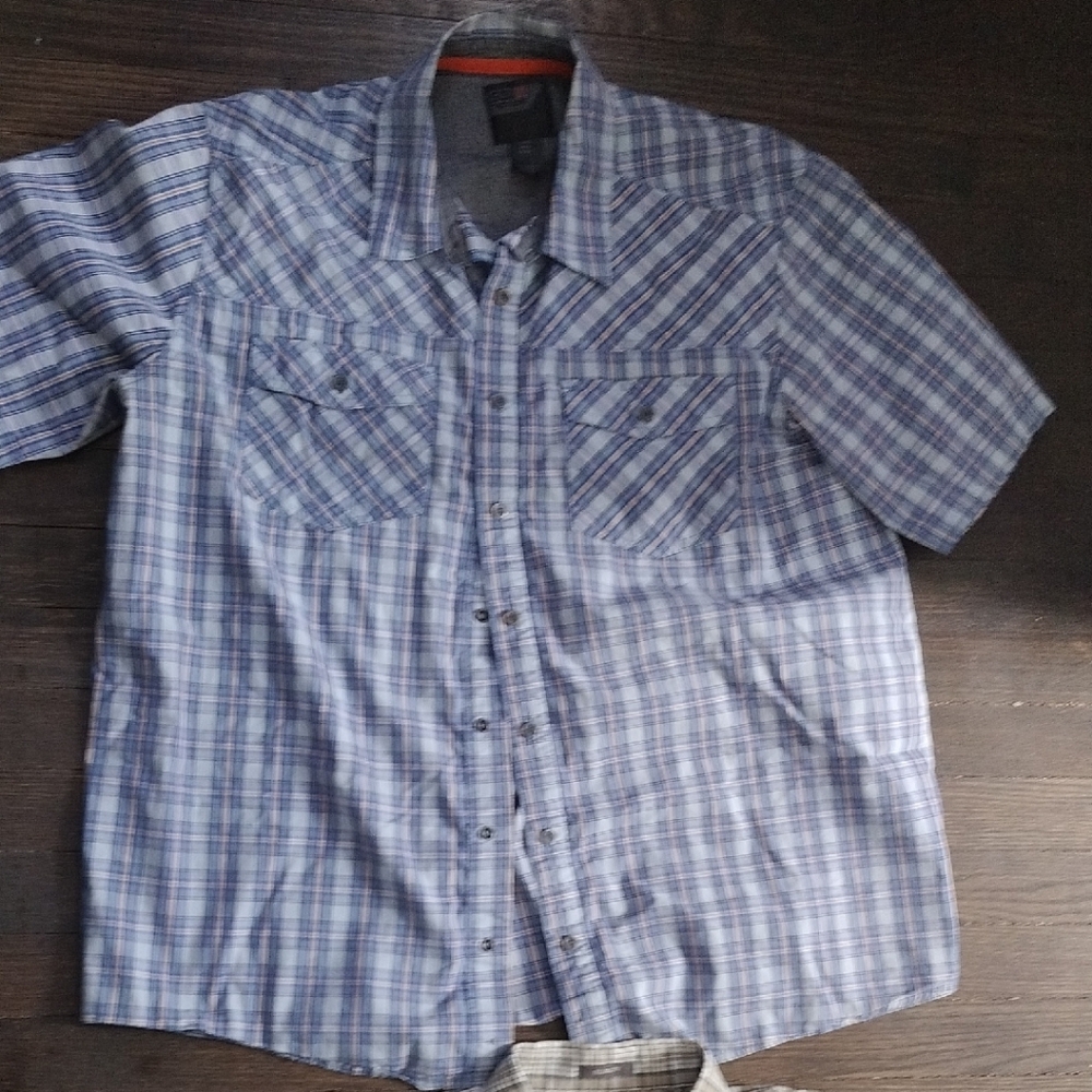 2 in Lot Eddie Bauer// 5/11 Tactical Plaid Button-Down Button Down Shirt Sz L - Picture 4 of 10